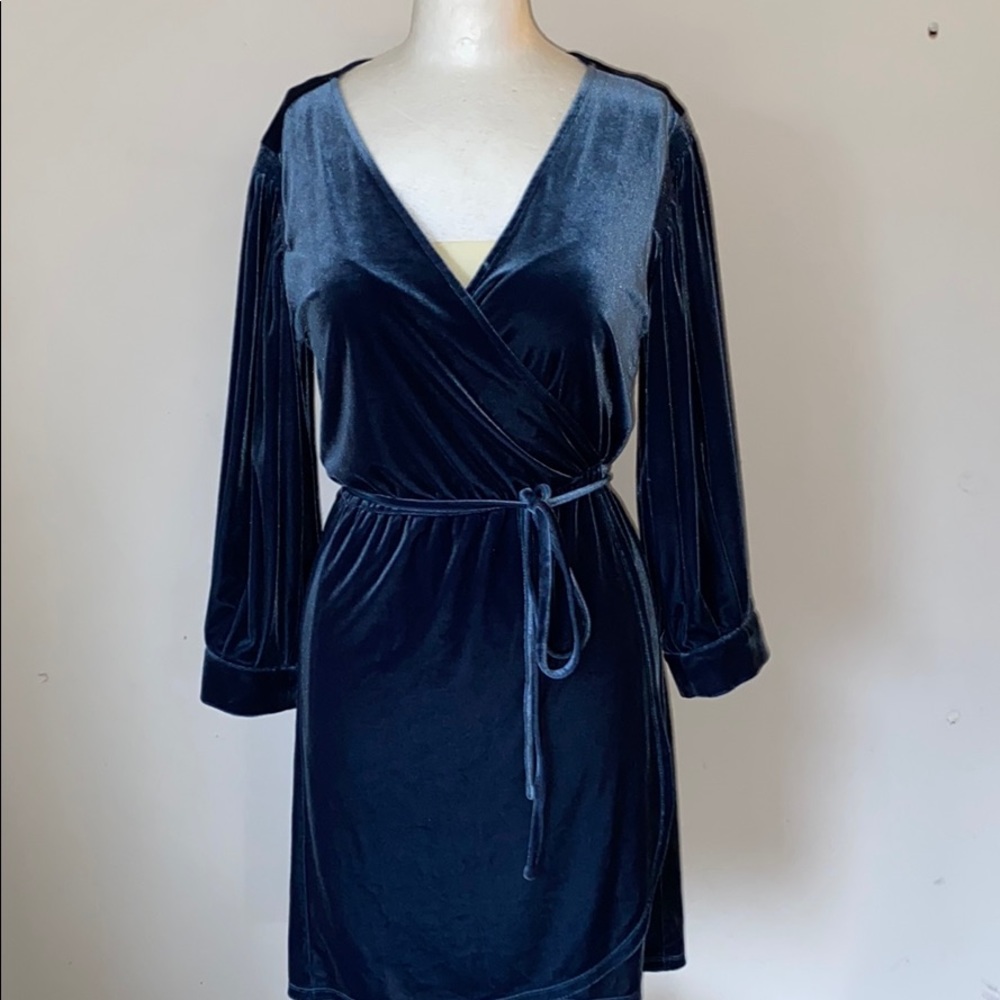 Night blue velvet dress